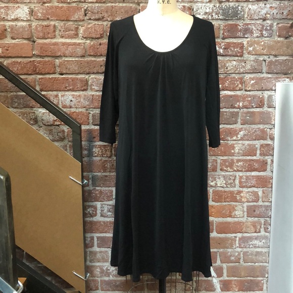 Eileen Fisher black, silk jersey dress.